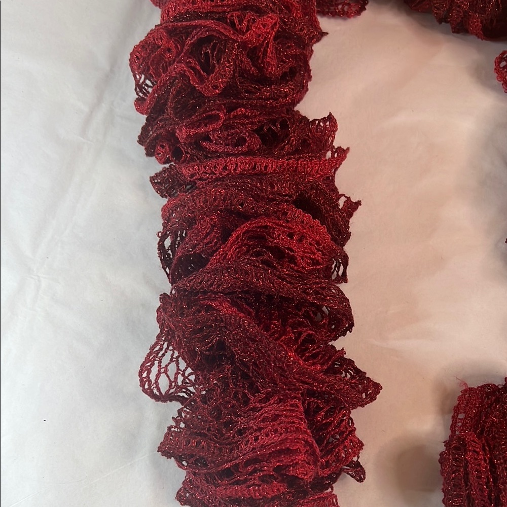 Elegant Red Ruffled Lacey Scarf - Picture 3 of 3